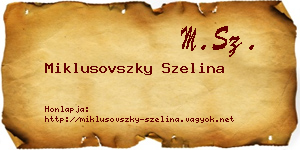 Miklusovszky Szelina névjegykártya